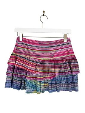 Lucky in Love Pink Multi-Stripe Pleated Mini Skirt Size X-Small